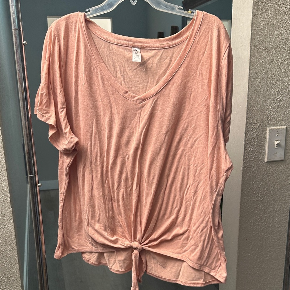 Velocity Women's Blush V-Neck Tie-Front Tee